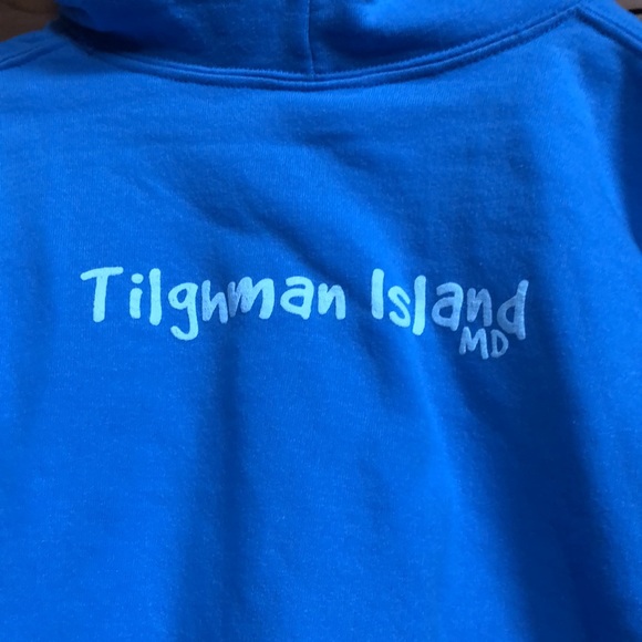 Tilghman Island MD Kids Medium Blue Fish Hoodie Chesapeake Bay Critters EUC - Picture 9 of 9